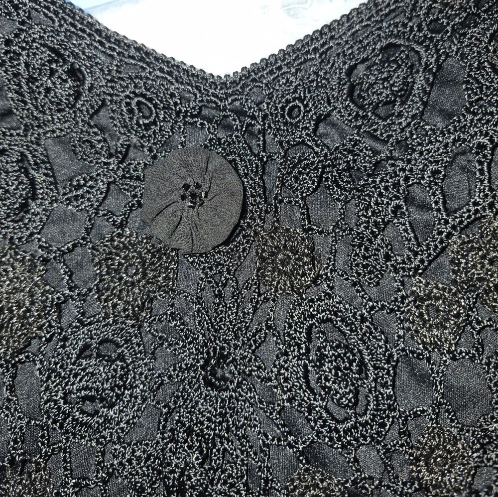 Vintage Black Crochet Lace V-Neck Asymetrical Women’s Dress - Picture 12 of 16